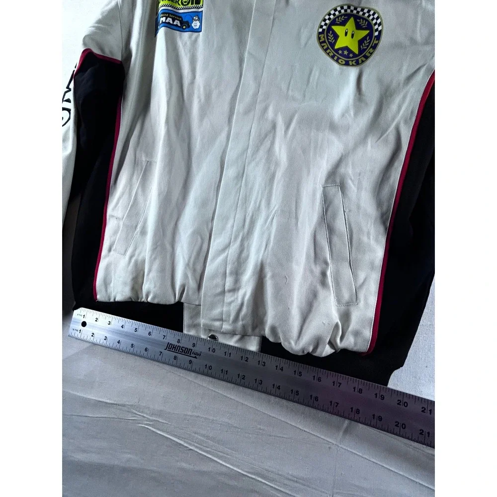 Nintendo Mario Kart‎ Racing Bomber Jacket Mens XL White Isaac Morris XKP052AMNTG